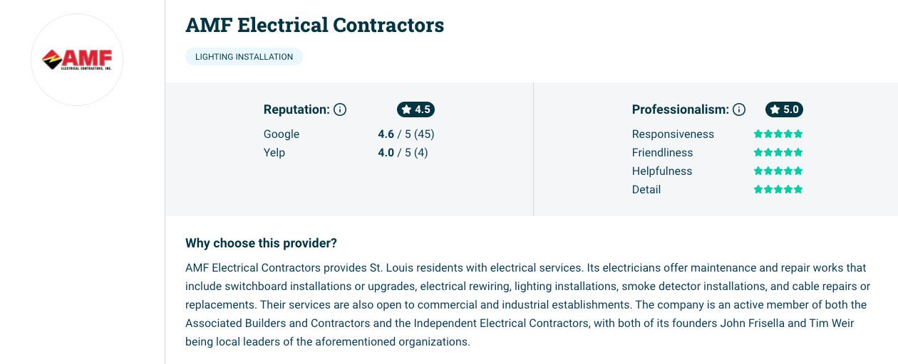 amf electrical contractors best electricians